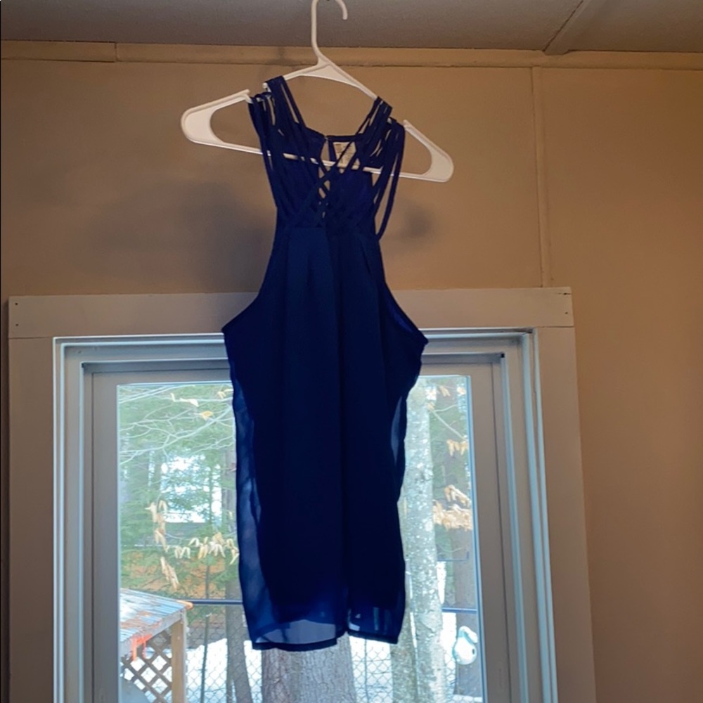 Royal blue crisscross tank top